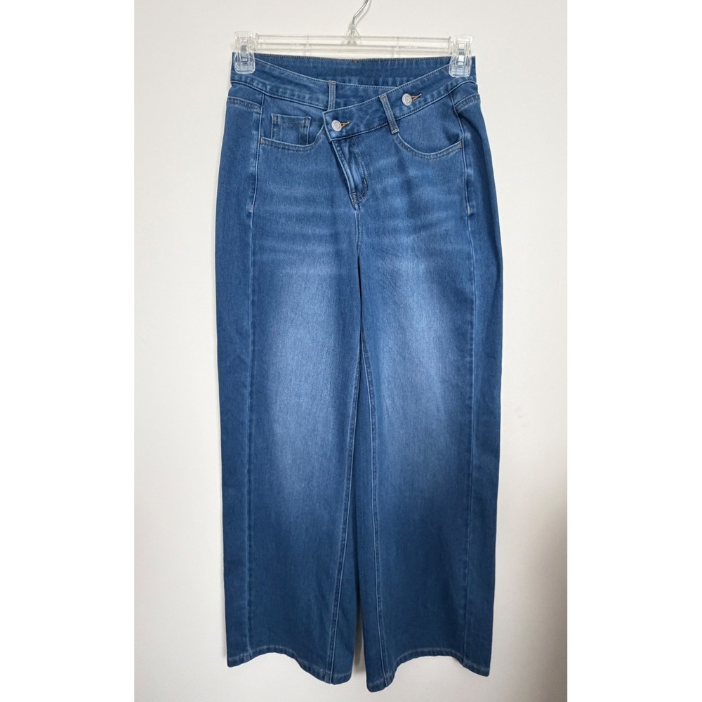 Halara Flex™ Asymmetric High Waisted Washed Casual Baggy Jeans Size S NWT